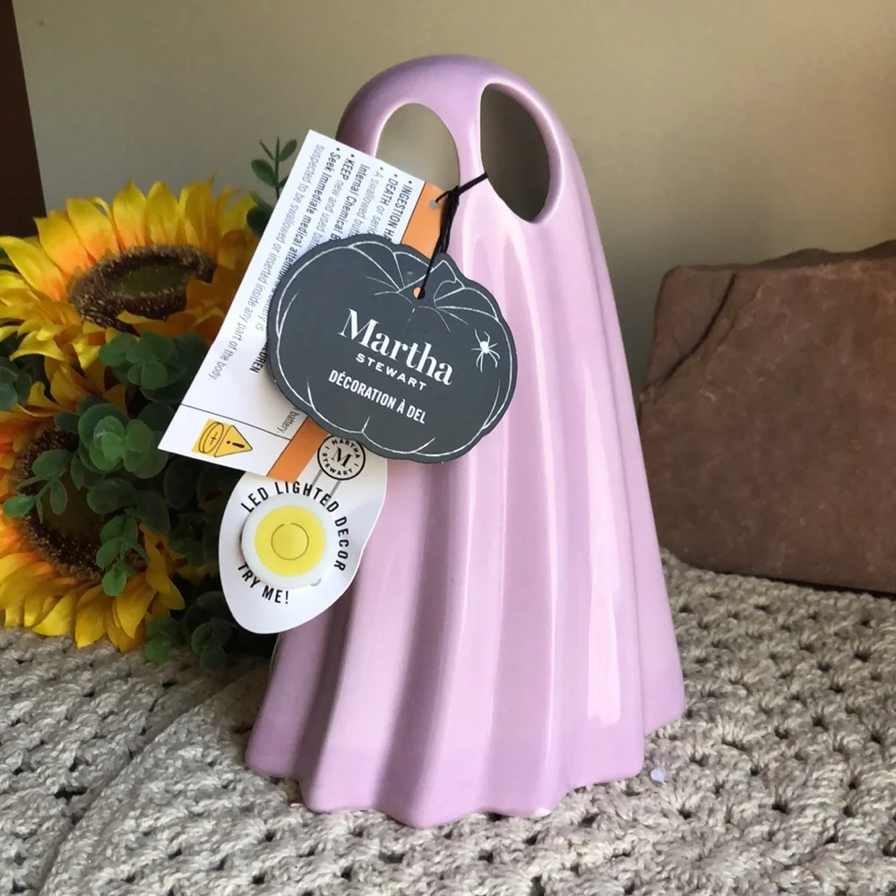 Martha Stewart Ceramic Purple Light Up Halloween Ghost Decor